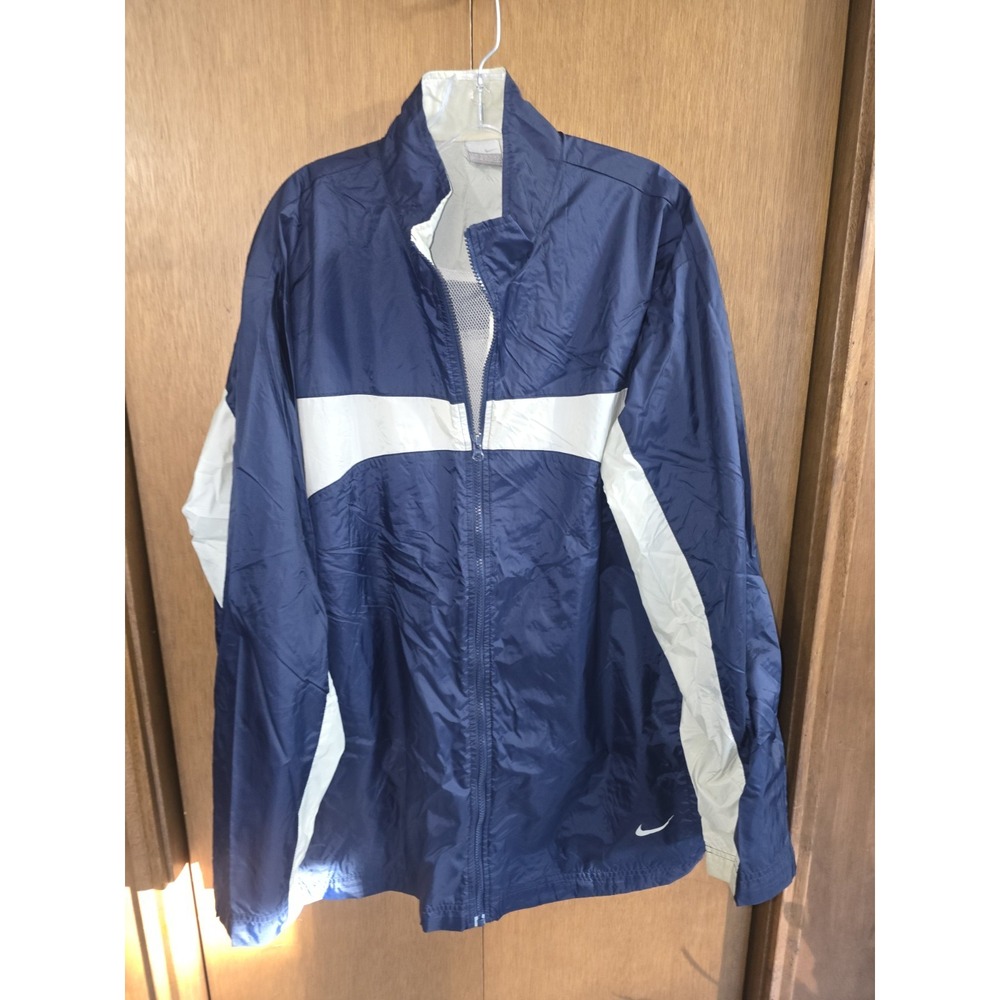 Nike Blue 2-Tone Windbreaker Jacket XXL Lined Embroidered‎ Swoosh Logo